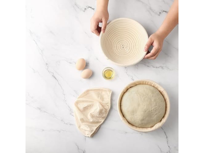 Премиальная круглая корзина для расстойки хлеба Saint Germain Bakery с подкладкой